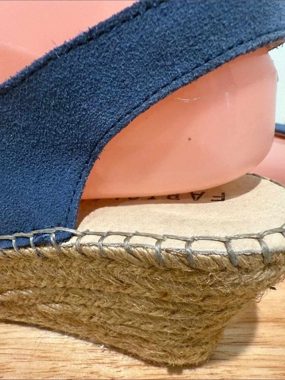 Fabiolas Blue Suede Leather Espadrille Wedge Slingback - Women's Size 38